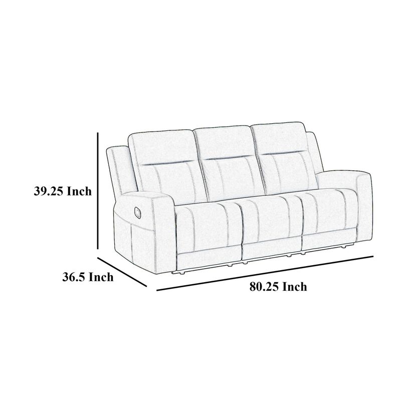 Krio Manual Recliner Sofa, 80 Inch, Modern Charcoal Gray Faux Leather