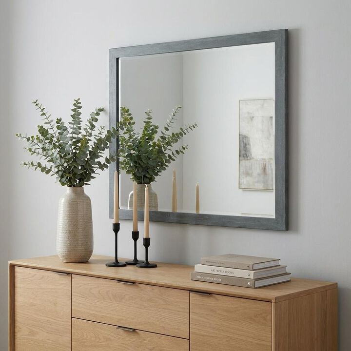 HomeRoots 40" Dark Gray Solid Wood Framed Accent Mirror
