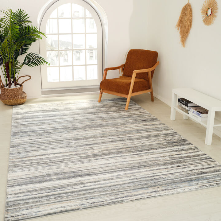 Rug Branch Esker Contemporary Striped Blue Grey Indoor Area Rug