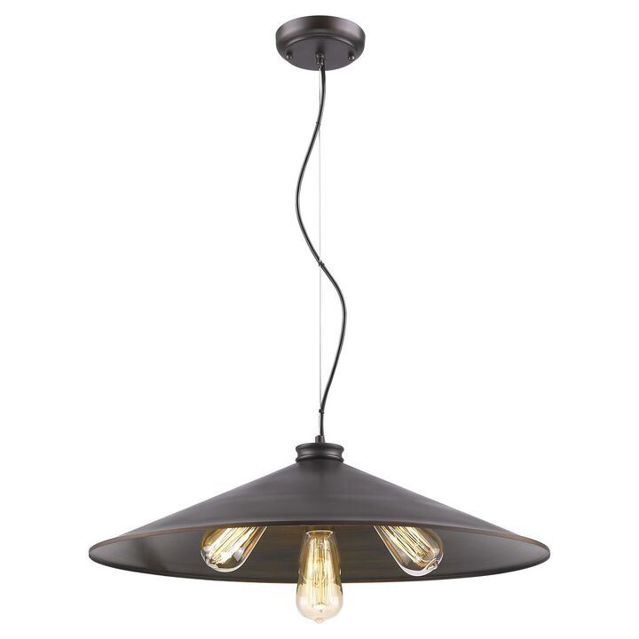 Hivvago Alcove 4-Light Oil-Rubbed Bronze Pendant With Raw Brass Interior Shade