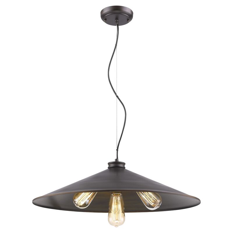 Hivvago Alcove 4-Light Oil-Rubbed Bronze Pendant With Raw Brass Interior Shade