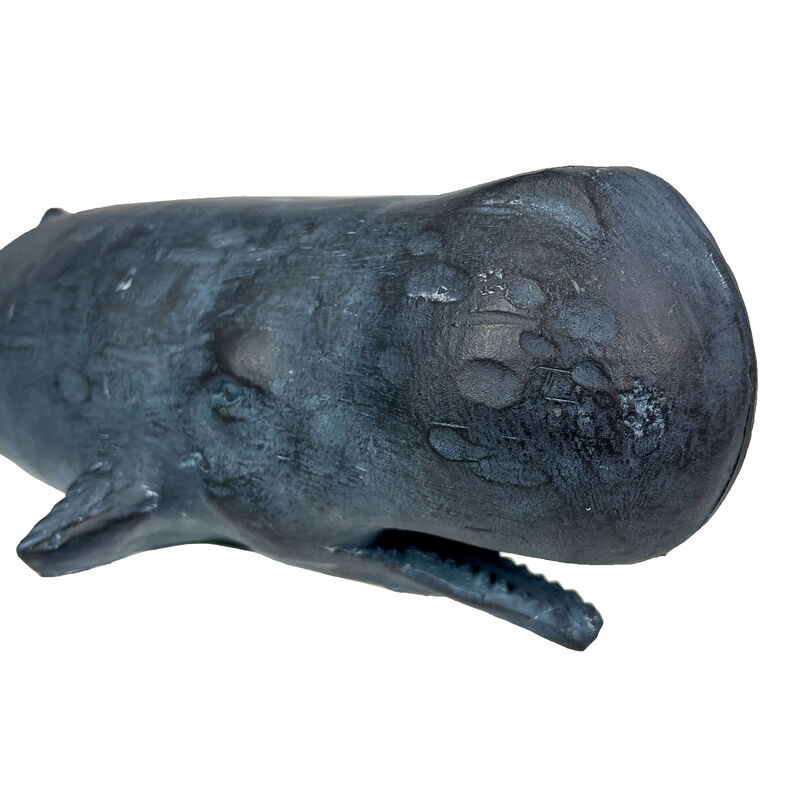 Sperm Whale Statue 15in Hand-Painted Resin Ocean Marine Decor Coastal Sculpture image number 2