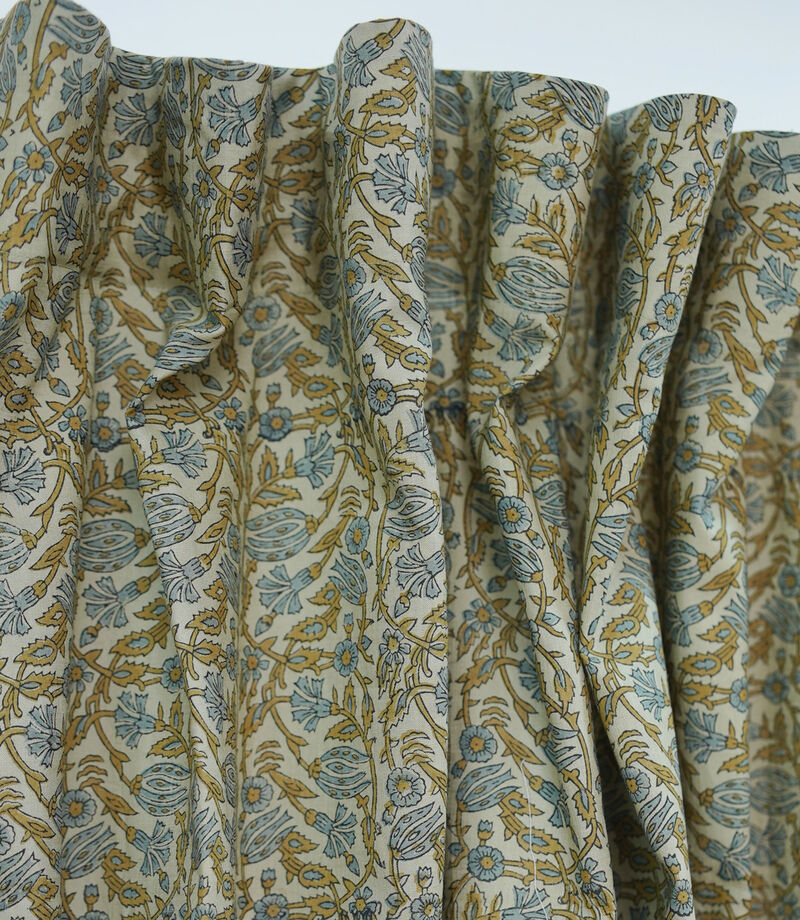 Fabdivine Floral Block Print Drape Rustic Linen 54x96 Inch Curtain for Door & Window Decoration, Vanmala image number 2