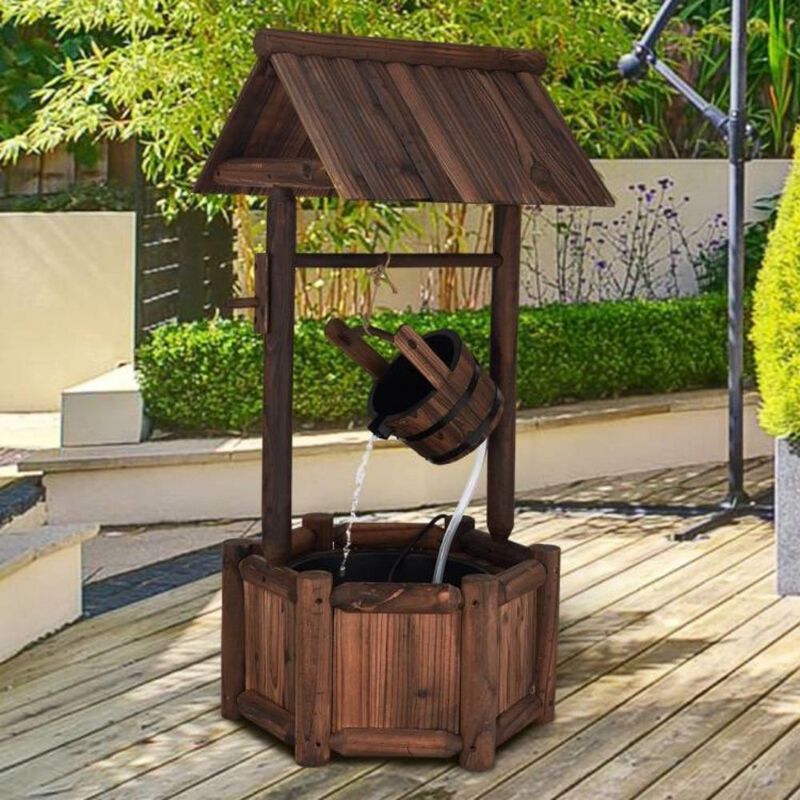 Outdoor Patio Garden Wishing Well Water Fountain with Pump for Charming Water Flow and Tranquil Garden Ambiance