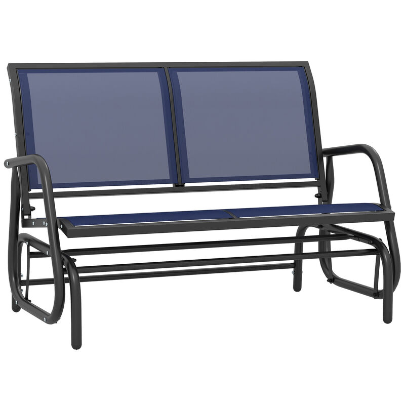 2-Person Outdoor Glider Bench Double Rocking Chair Dark Blue