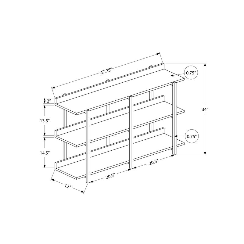 Monarch Specialties I 2218 Accent Table, Console, Entryway, Narrow, Sofa, Living Room, Bedroom, Metal, Laminate, Brown, Black, Contemporary, Modern