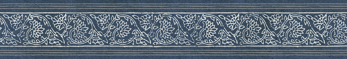 Carved Floral Blue Trim Wall Border