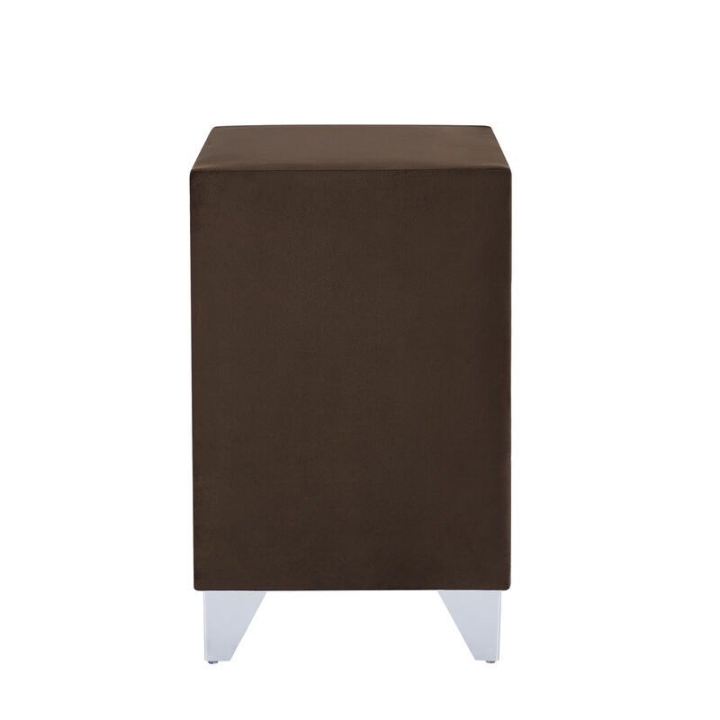 Simple beautiful double-decker nightstand, metal legs with Electroplate, Brown Flannelette