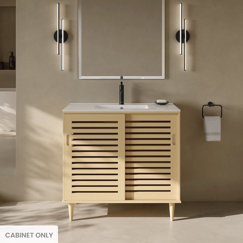 Delice 36" Freestanding Bathroom Vanity Cabinet without Top in Natural Oak image number 1