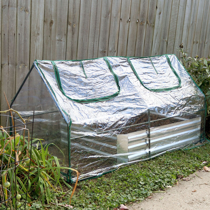 Sunnydaze Steel PVC Cover Mini Cloche Greenhouse with Zipper - Clear