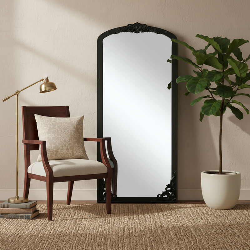 HomeRoots 69" Black Solid Wood Framed Full Length Mirror image number 1
