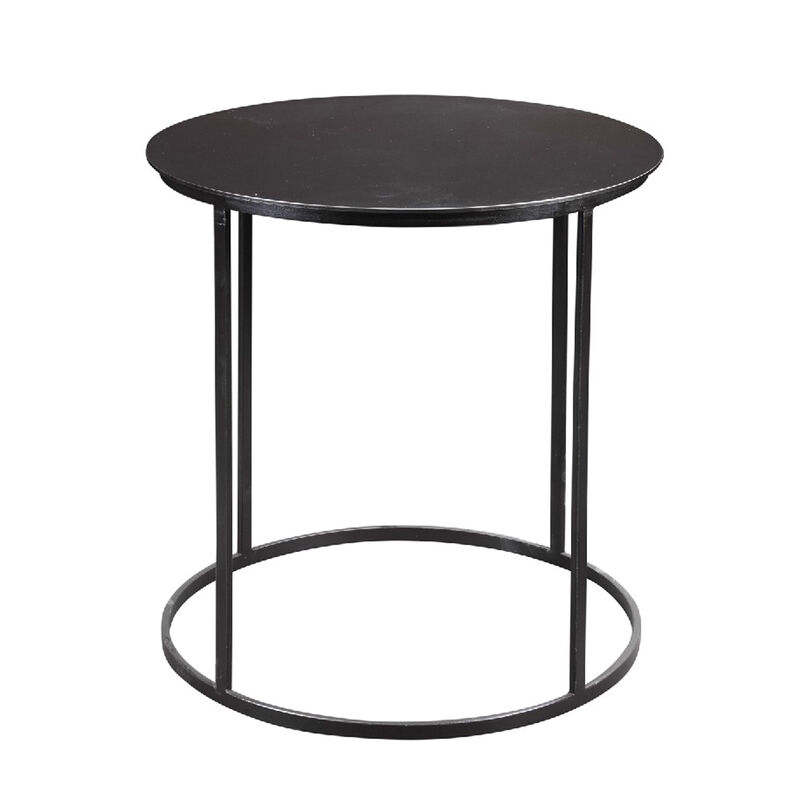 Round Metal Frame Side Table with Tubular Legs, Black