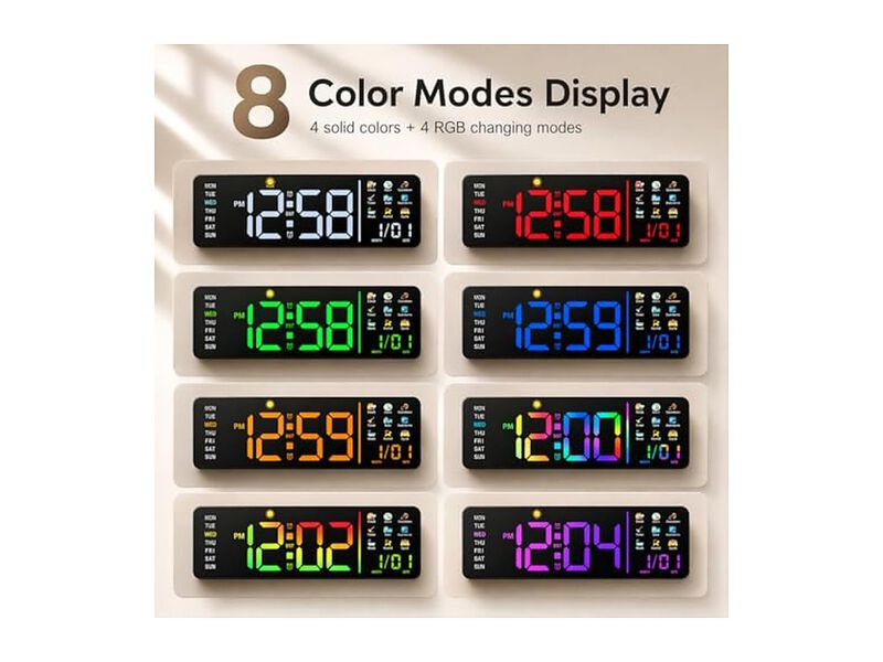 Hoifen Day Date Display Digital Calendar Wall Clock 16 Inch Glow In Dark image number 1