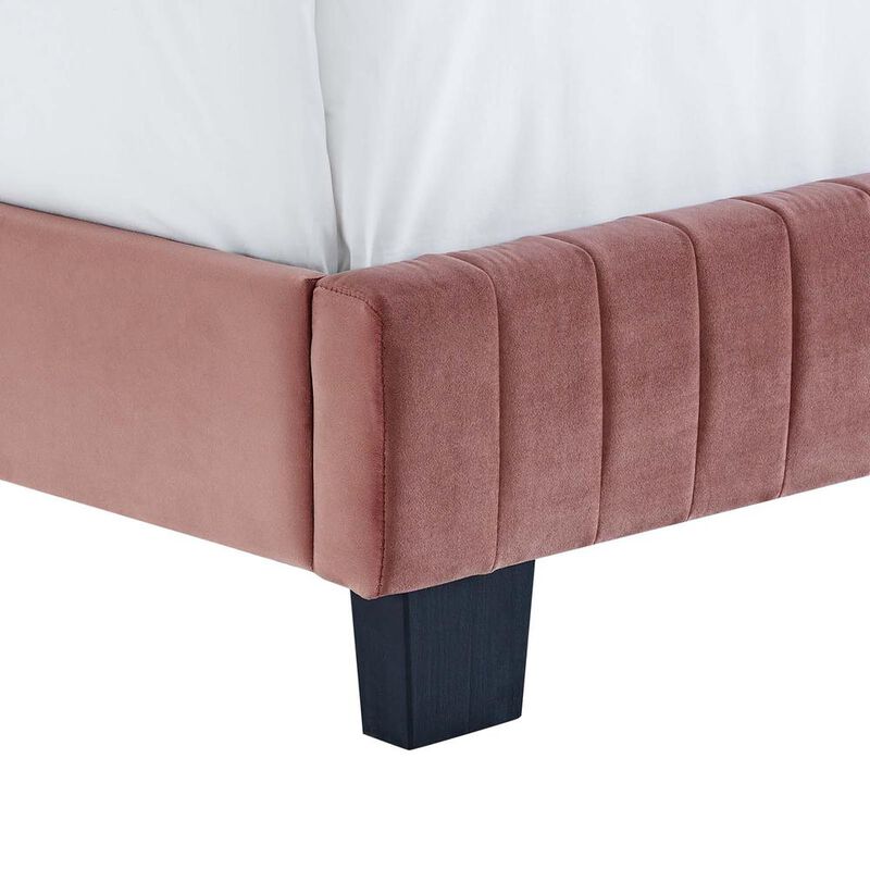 Celine Channel Tufted Performance Velvet Full Platform Bed image number 4