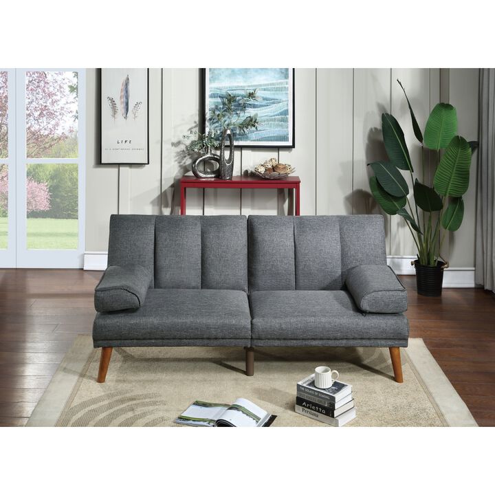 Blue Grey Polyfiber 2pc Sectional Sofa Set Living Room Furniture Solid wood Legs Plush Couch Adjustable Sofa Chaise