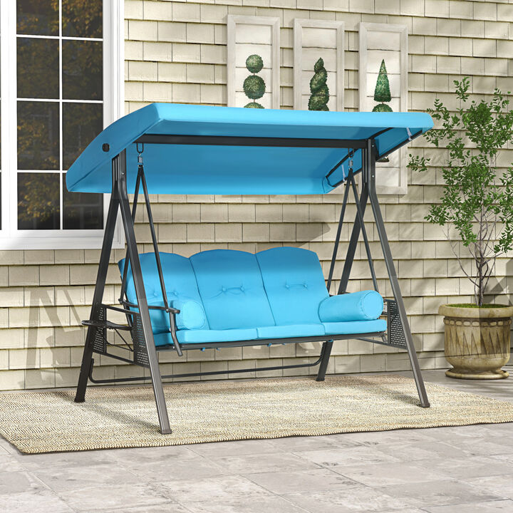 Hivvago Patio Swing Chair with Adjustable Shade and Pillows