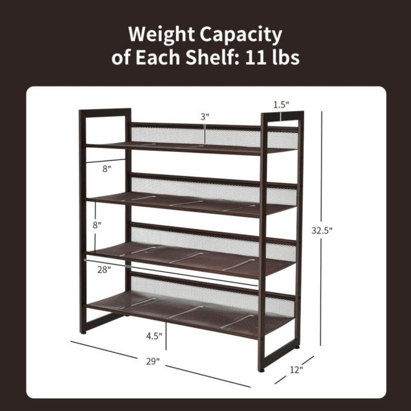 Hivvago Flat and Slant Metal Shoe Rack for Entryway Hallway