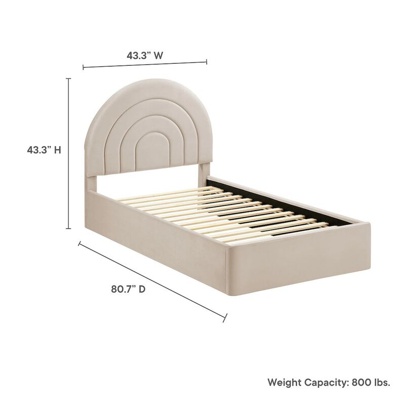 Solana Arched Performance Velvet Twin Platform Bed image number 2