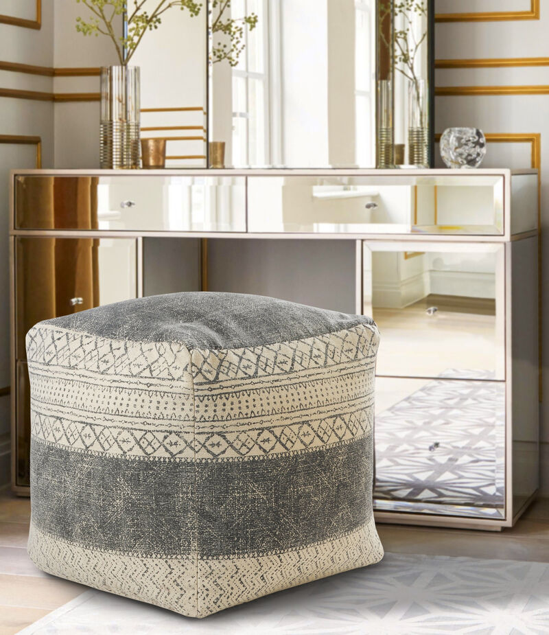 Cotton Pouf Ottoman for Comfortable Floor Use and Modern Home Decor