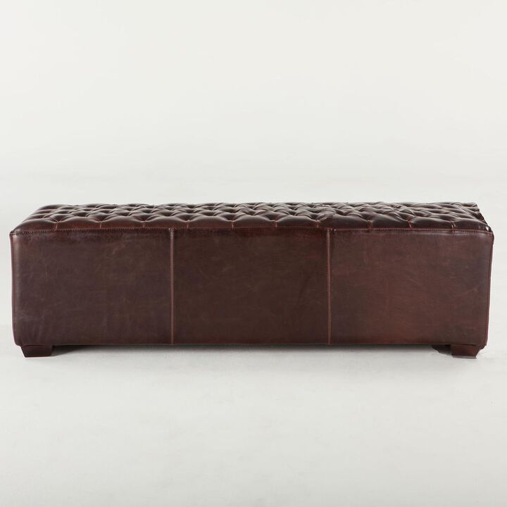 Belen Kox 58-Inch Leather Bench with Diamond Stitched Detailing, Belen Kox