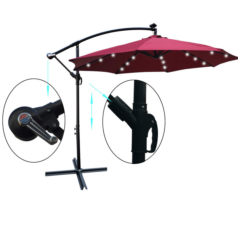 Streamdale 10ft LED Solar Patio Umbrella with Crank and Cross Base image number 7