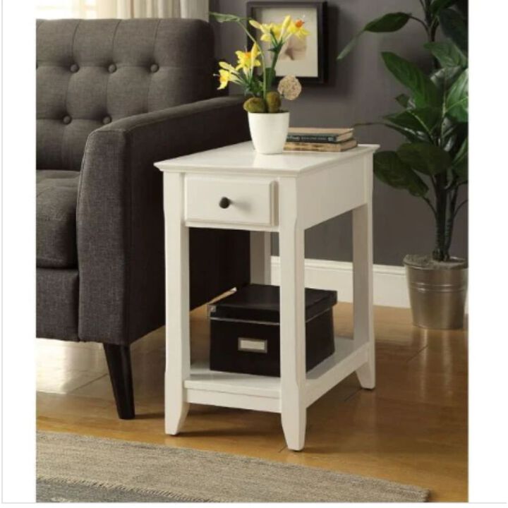 Homezia Cutie Compact White Single Drawer End Table