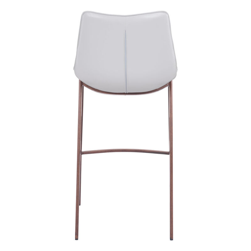 Hivvago Set of Two 30 Inch White And Brown Steel Low Back Bar Height Bar Chairs