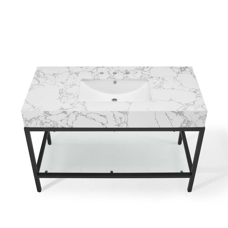 Kingsley 50" Black Stainless Steel Bathroom Vanity image number 4