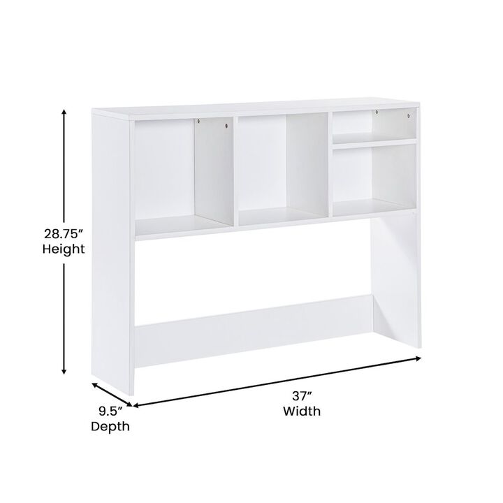 Flash Furniture Lotus Desktop Bookshelf Storage Organizer with Multiple Cubbies in White