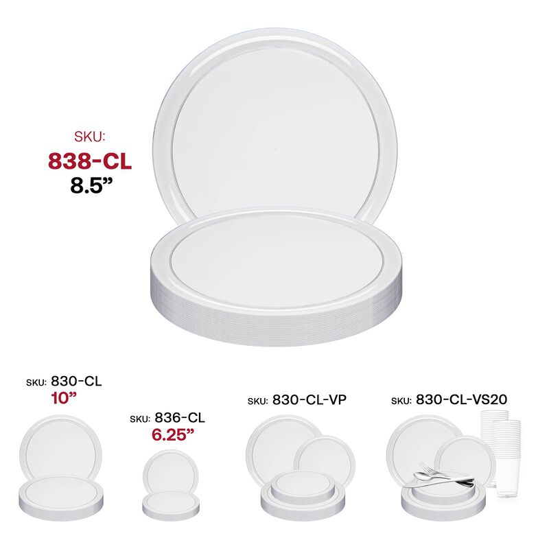 8.5" Clear Flat Round Plastic Salad Plates Plates (120 Plates) image number 5