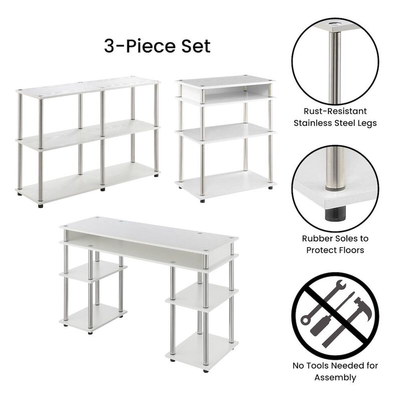 Convenience Concepts Designs2Go No Tools Desk, Printer Stand, and Console Table Set