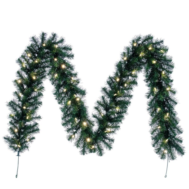 Vickerman 9' Douglas Fir Artificial Christmas Garland - Warm White LED Lights - Faux Fir Christmas Garland - Indoor Outdoor Garland - Reliable and Durable image number 0