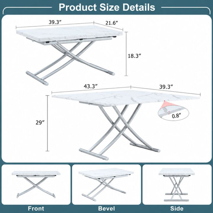 GOODSILO Multifunctional Adjustable Height Lifting Table Foldable Desktop for Home Office Dining Coffee Dressing Space Saving