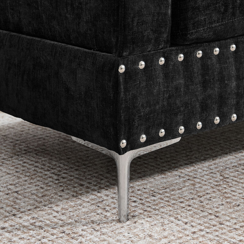 Mid-Century  Sectional Sofa Storage Ottoman Sets