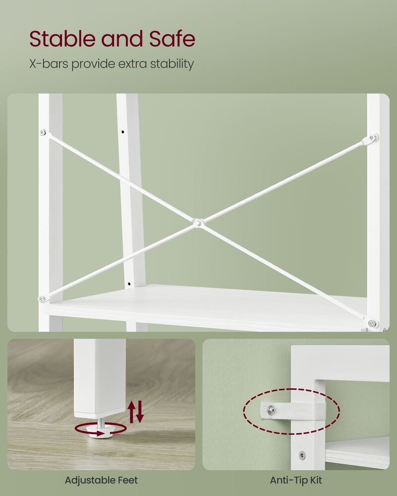 4 Tier Ladder Shelf with Metal Steel Frame and Open Shelves image number 3
