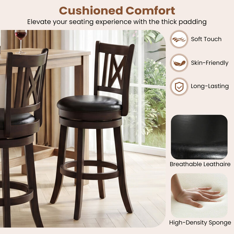 Set of 2 Swivel Bar Chairs with Open Backrest and Built-In Footrest image number 5
