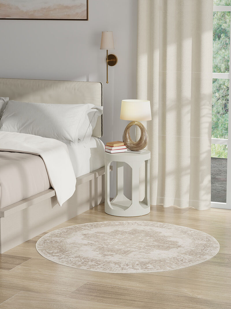 Grafix GRF14 Ivory/Beige 5'3" x Round Rug