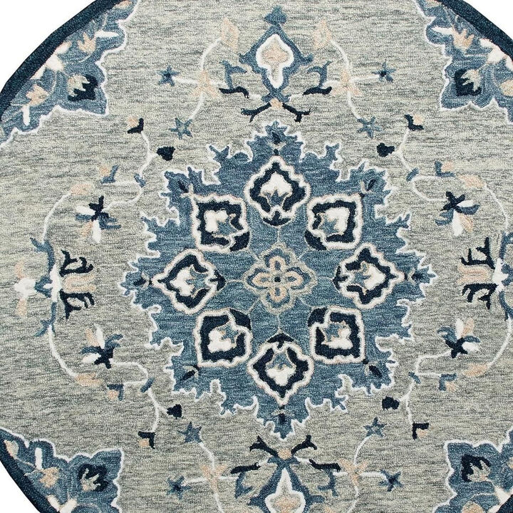HomeRoots Wool Medallion Hand Tufted Round Rug