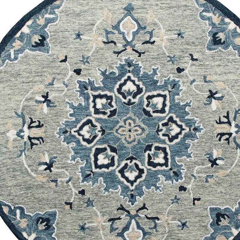 HomeRoots Wool Medallion Hand Tufted Round Rug image number 0