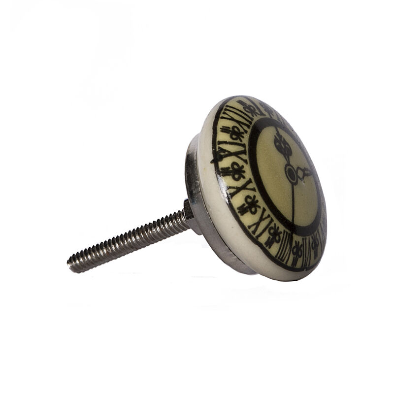 HomeRoots Set of Eight Black And Off White Ceramic And Metal Drawer Pull Knobs image number 2