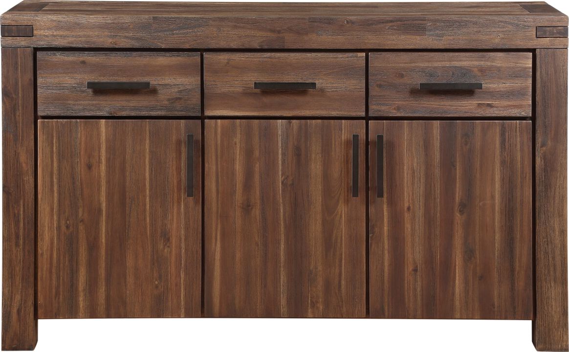 Meadow Three Drawer Three Door Solid Wood Sideboard in Brick Brown