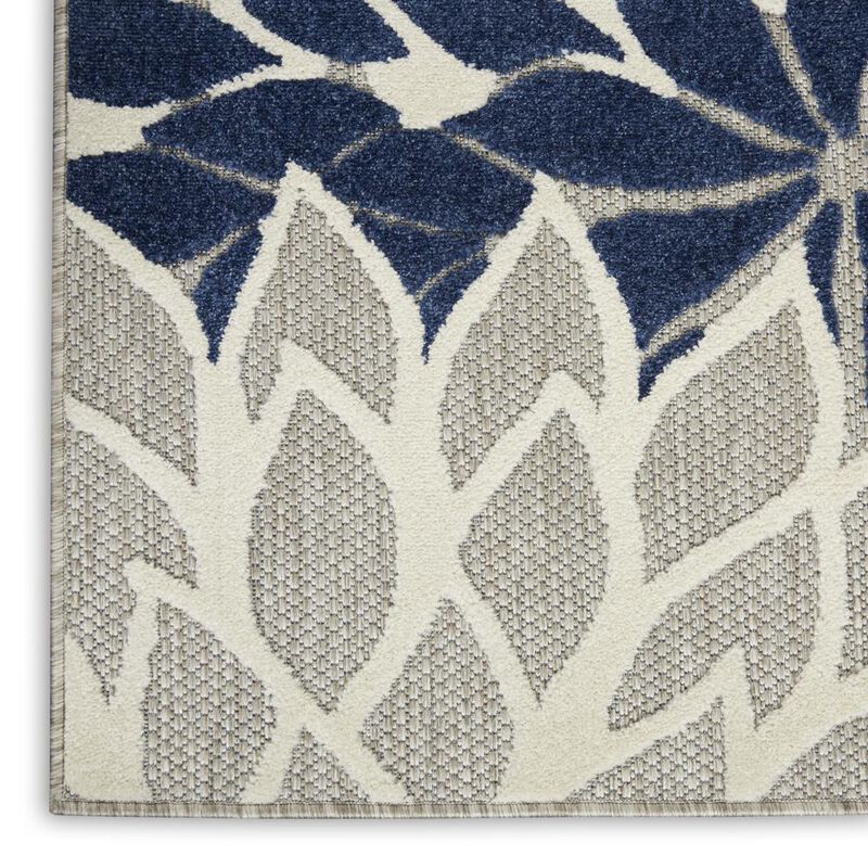 Nourison ALH05 Aloha Ivory/Navy Area Rug- 7'10 x 10'6