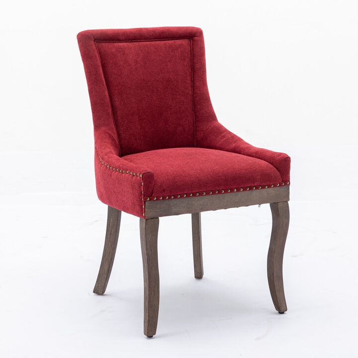 Clihome Ultra Side Dining Chair,Thickened fabric chairs with neutrally toned solid wood legs,Bronze nail head,Set of 2