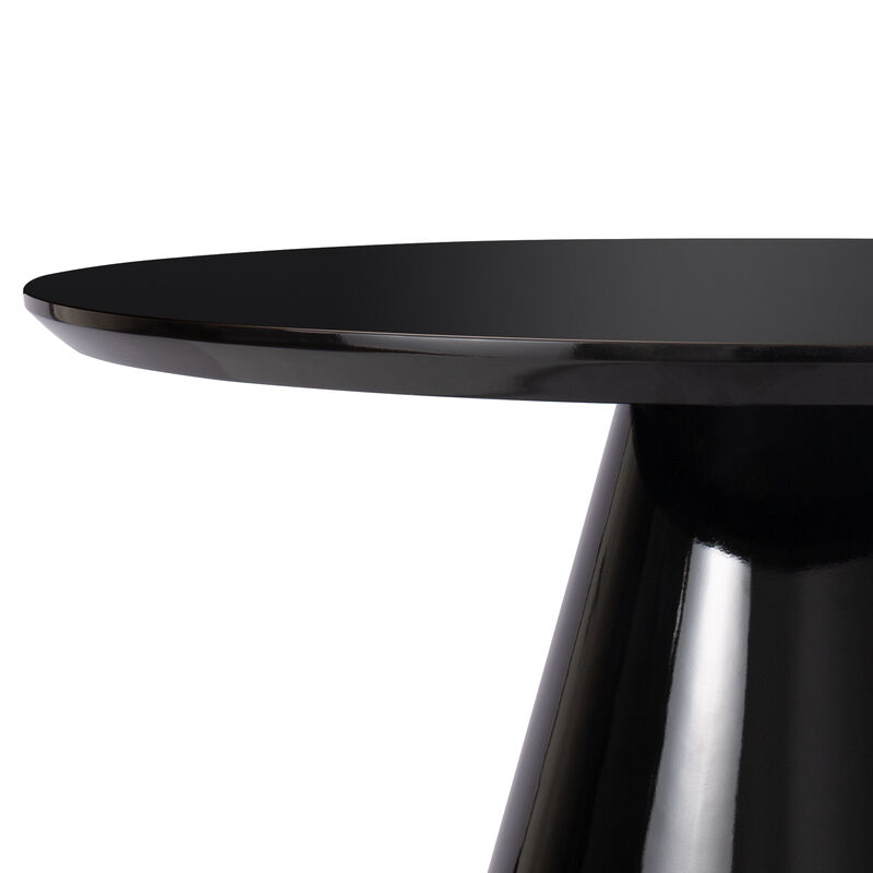 HomeRoots 35" Black Wood Round Pedestal Coffee Table image number 4