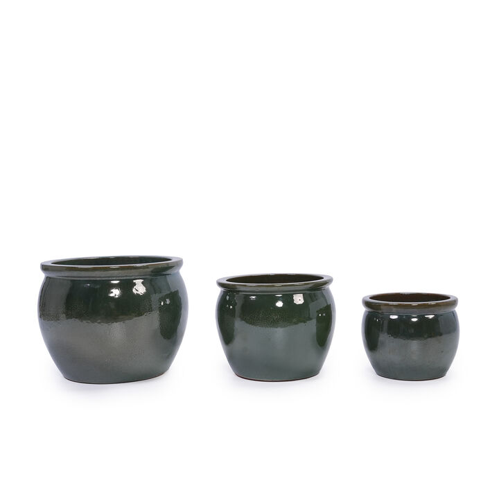 WOW PIONEER Handmade Ceramic Plant Pots Set of 3 Assorted Sizes for Indoor and Outdoor Use, Breathable Clay Planters with Drainage Holes for Home Garden Balcony Decor