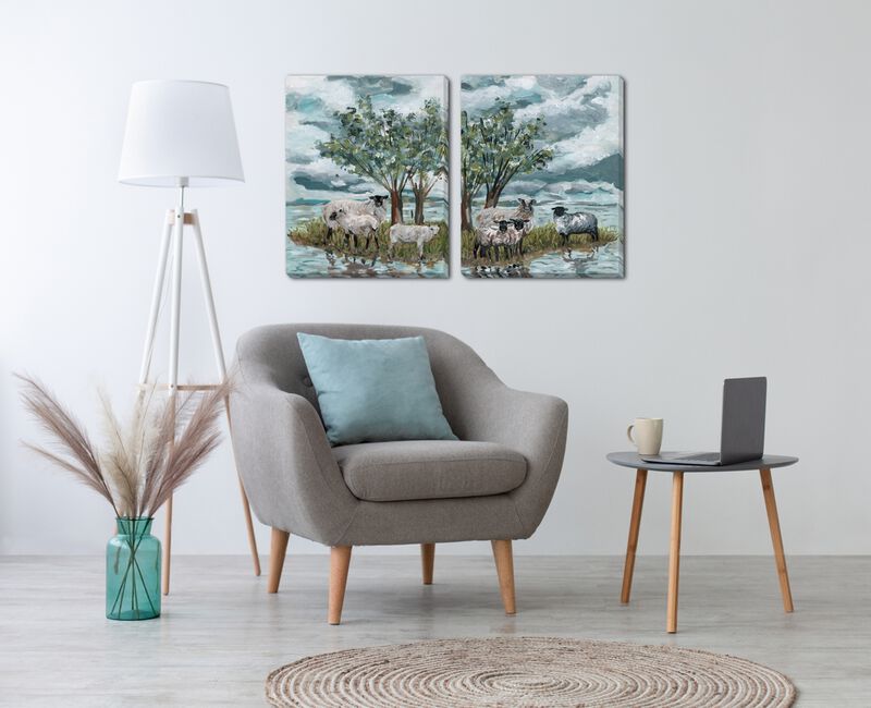 Sheep By The River (Set of 2)