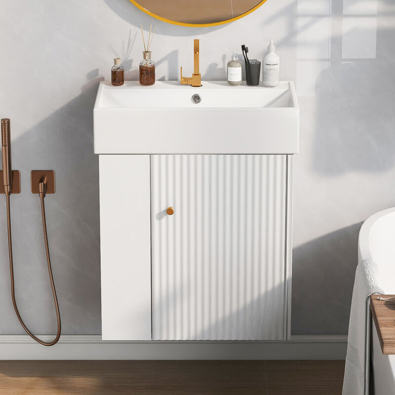 ELEMENT ACE Modern Floating Bathroom Vanity with Ceramic Basin for Compact Spaces image number 4