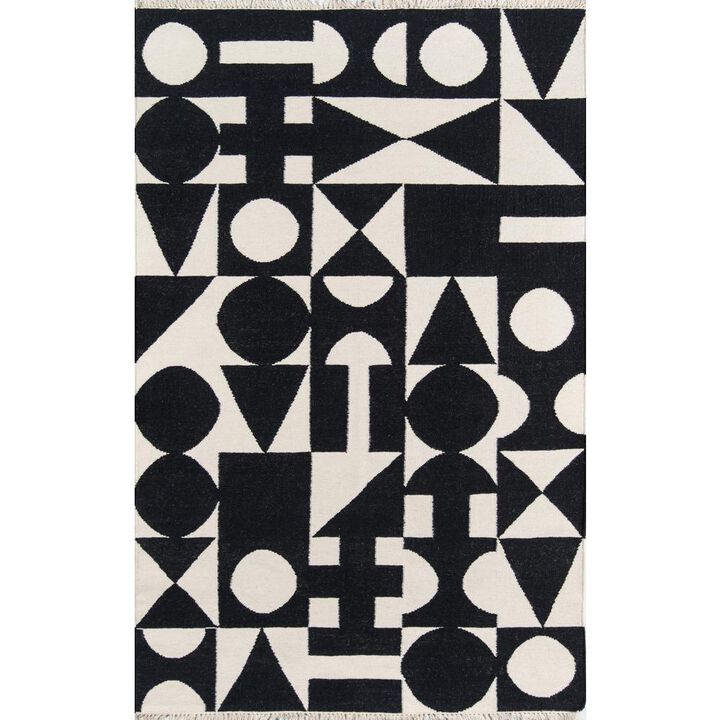 Novogratz Contemporary Rectangle Area Rug, Black, 2' X 3'