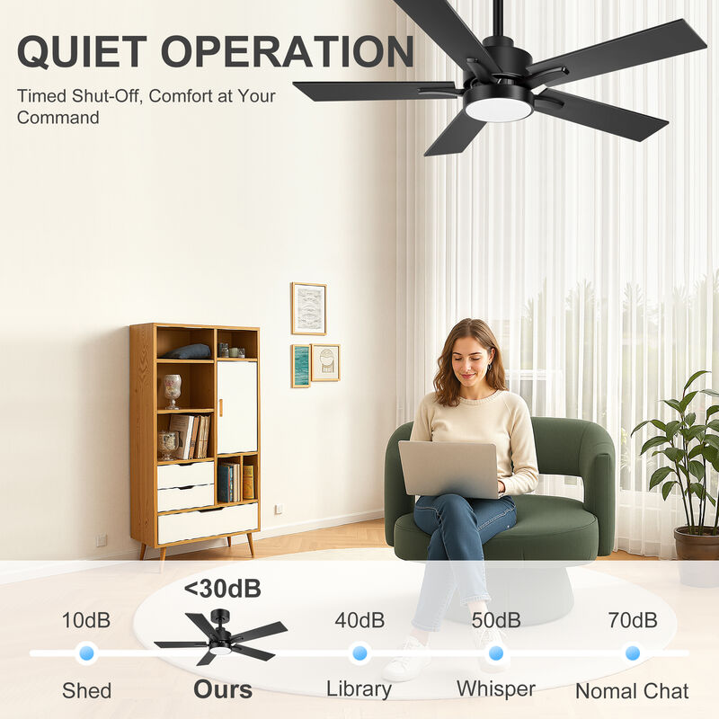 Breezary 42" LED Ceiling Fan with Light, 5 Blades, DC Motor, 6 Speeds, Remote Control image number 4