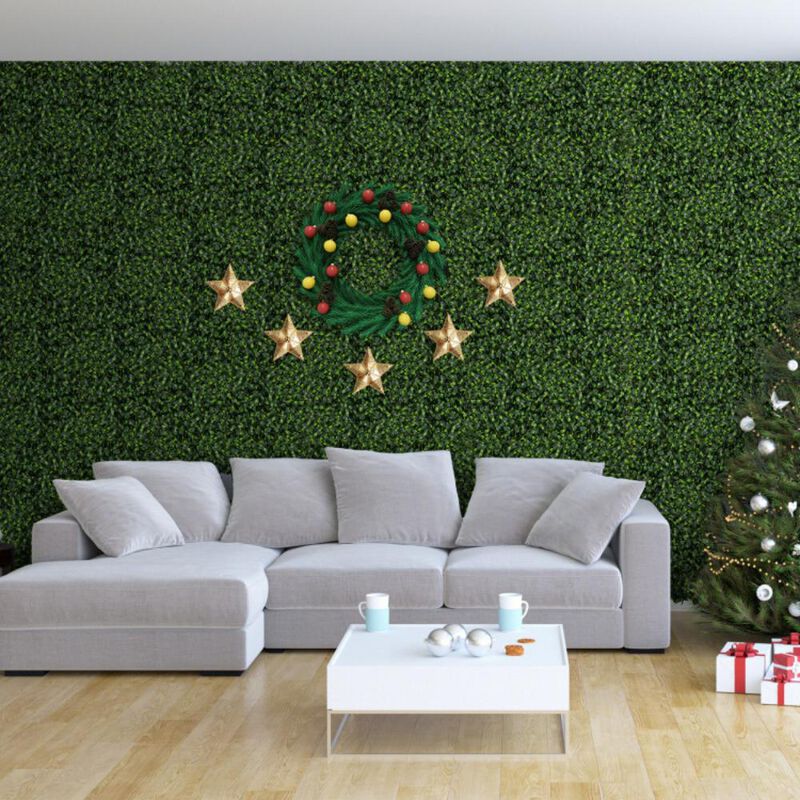 Hivvago 12 Pieces Artificial Topiary Gardenia Shrub Grass Panels